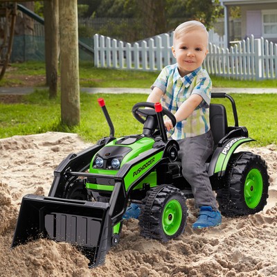 Green 6V Kids Ride-On Tractor with Adjustable Bucket