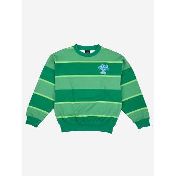 Blue's Clues Embroidered Blue Crew Neck Long Sleeve Green Striped Sweatshirt