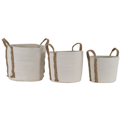 Set of 3 Natural Cattail Decorative Storage Baskets - Foreside Home & Garden