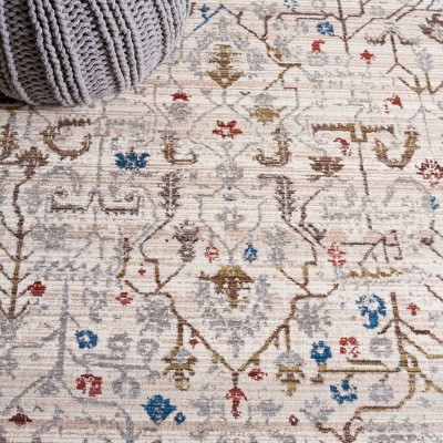 Ivory and Sage Round Flat Woven Synthetic Rug