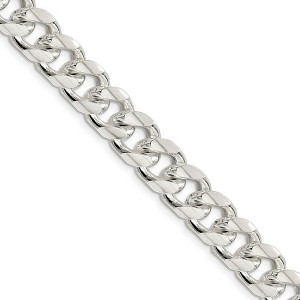 Black Bow Jewelry Men's 10.5mm Sterling Silver Solid D/C Domed Curb Chain Necklace - 1 of 4