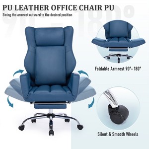 DYHOME Multi-Position Office Chair - PU Leather with Foldable Arms & Lumbar Support, Ergonomic for Home Office, Christmas Gift - 1 of 4