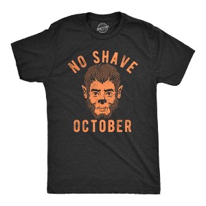 Mens No Shave October T Shirt Funny Halloween Werewolf Beard Joke Tee For Guys - Crazy Dog Men's T Shirt - 1 of 4