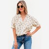 Amaryllis Women’s Embroidered Eyelet Floral Short Sleeve Blouse V-Neck with Ruffle Cuffs Relaxed Fit Lightweight - 3 of 4