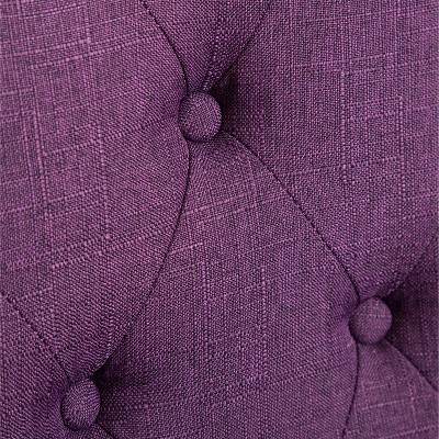 Purple Linen Upholstered Parsons Side Chair with Wood Legs