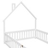 Full House-Shaped Headboard Bed with Handrails ,slats ,Natural，White - 4 of 4