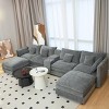 Modern Modular U-Shaped 6-Seat Sectional Sofa with Movable Ottoman, Storage Console and Cup Holders for Living Room or Apartment-Tanpinhause - 4 of 4