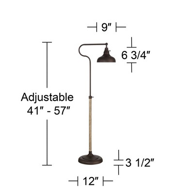 Ferris 57" Bronze Adjustable Pharmacy Floor Lamp with Faux Wood Grain