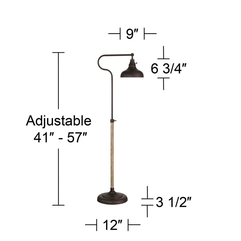 Franklin Iron Works Ferris Rustic Farmhouse Pharmacy Floor Lamp 57" Tall Bronze Faux Wood Grain Adjustable for Living Room Reading Bedroom Office Home, 5 of 11