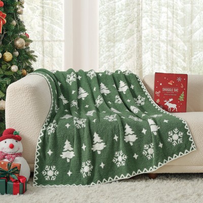Snuggle Sac Christmas Throw Blanket Soft Knit Bed Blanket 50x60"