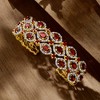 Ross-Simons 8.30 ct. t.w. Garnet and .90 ct. t.w. White Zircon Cuff Bracelet in 18kt Gold Over Sterling - 3 of 4
