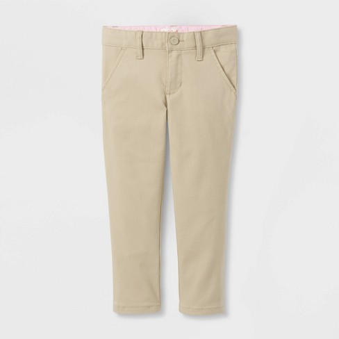 Toddler Girls' Skinny Slim Fit Uniform Chino Pants - Cat & Jack™ Khaki 3t :  Target