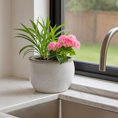 Modern Ceramic Planter and Flower Pot for Home Decor - Indoor or Outdoor Use - Minimalist Design That Elevates Any Room, Patio, or Garden - 9" White
