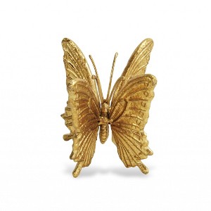 HomeRoots Gold Cast Iron Double Butterfly Sculpture - 1 of 4