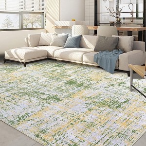 Machine Washable Area Rug Low Pile Non Slip Modern Abstract Rug Foldable Stain Resistant Carpet for Living Room Bedroom Indoor Ultra Thin Mat - 1 of 4