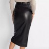 Coolmee Women's Faux Leather High Waist Wrap Knit Bodycon Midi Skirt for Business Casual Pencil Skirt - 3 of 4