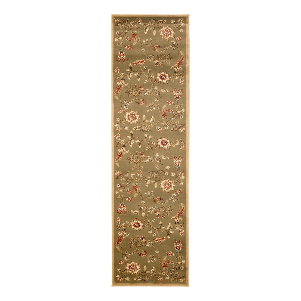 Green Floral Loomed Runner 2'3inx12' - Safavieh