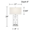 360 Lighting 29" Tall Rectangular Modern End Table Lamp Mirrored Glass Finish Metal Single Off-White Shade Living Room Bedroom Bedside Nightstand - 4 of 4