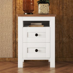 Bella Depot 18.1'' 2-Drawer Farmhouse Wooden Nightstand with Storage Cabinet for Bedroom - 1 of 4