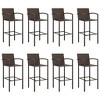 vidaXL 9 Piece Patio Bar Set - Brown Poly Rattan with Tempered Glass Tabletop, Weather-Resistant Material, Comfortable Seating - 4 of 4