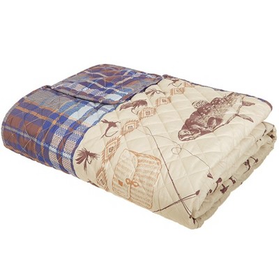 The Lakeside Collection Fly Fishing Quilt Ensemble - Full/Queen Quilt