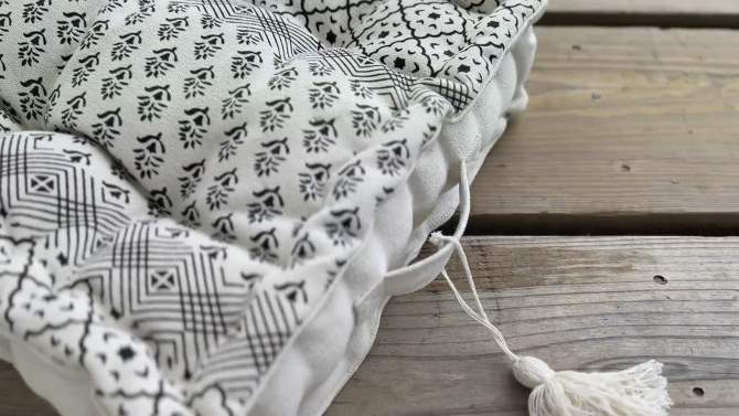 Oversized Boho Print Filled French Cushion Black & White by Foreside Home & Garden, 2 of 7, play video