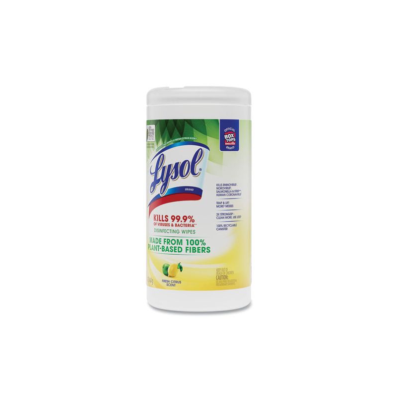 LYSOL Brand Disinfecting Wipes II Fresh Citrus, 1-Ply, 7 x 7.25, White, 70 Wipes/Canister, 6 Canisters/Carton, 3 of 8
