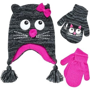 Girls Critter Winter Hat and 2 Pair Gloves or Mittens (Toddler/Little Girls) - 1 of 4