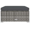 Patio Footrest with Cushion Gray 27.6"x27.6"x11.8" Poly Rattan vidaXL - 3 of 4