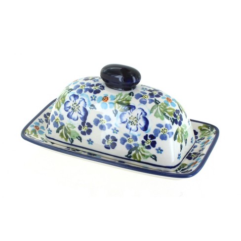 Blue Rose Polish Pottery Vintage Violet Butter Dish : Target