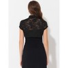 INSPIRE CHIC Women's Lace Stand Collar Pearl Button Short Sleeve Cropped Shrug - 4 of 4