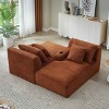 Double Chaise Lounge with Cupholders, Sleeper Loveseat with Spring-Padded Seats, Upholstered Corduroy Chaise Lounge-Coolbibila - 3 of 4