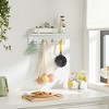 Entryway Hanging Coat Rack, Wall-Mounted Wooden Shelf, with 4 Double Hooks, Wall Floating Shelf, White - 4 of 4