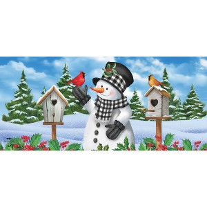 Briarwood Lane Winter Checkered Snowman Mini Mat 22x10 Indoor Outdoor For Winter Doormat - 1 of 3