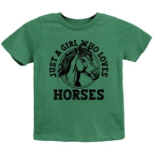 Girl Who Loves Horses Circle - Kids Youth Short Sleeve Graphic T-Shirt - 1 of 3