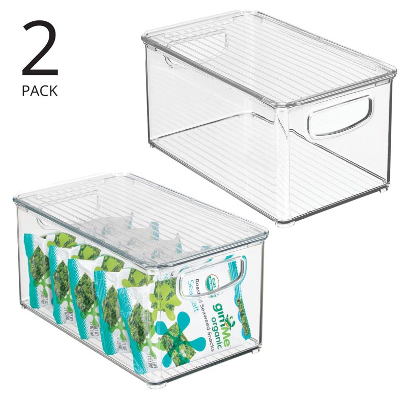 mDesign Plastic Storage Bin Box Container, Lid and Handles, 2 of 9