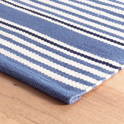 Reversible Denim Stripe Synthetic 8' x 10' Easy-Care Rug