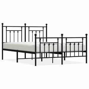 vidaXL 12" Black Queen Metal Bed Frame with Headboard & Footboard No Mattress - 1 of 4