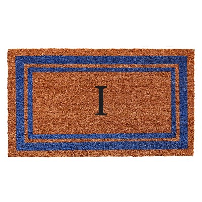 Calloway Mills 152972436I Blue Border 24 In. x 36 In. Monogram Doormat (Letter I)