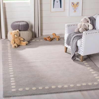Gray Hand-Tufted Wool Kids Area Rug with Dotted Border