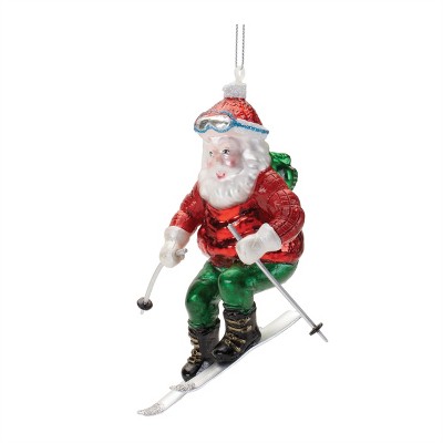 Glass Skiing Santa Oranment (Set of 6)