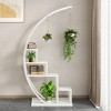 5 Tier Round Plant Stand - Metal Garden Plant Holder Half Moon Flower Shelf Rack With 4 Hanging Hooks - 2 of 4
