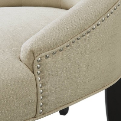 Elegant Cream Upholstered Wood Side Chair with Tufted Detailing (Set of 2)