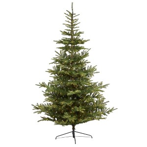 Nearly Natural 9-ft Layered Washington Spruce Artificial Christmas Tree with 750 Clear LED Lights and 2055 Bendable Branches - 1 of 4