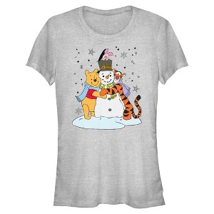 Juniors Winnie the Pooh Snowman and Friends Hug T Shirt - 1 of 4