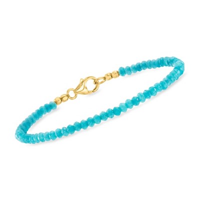 Ross-Simons 11.00 ct. t.w. Blue Apatite Bead Bracelet in 18kt Gold Over Sterling Size 8