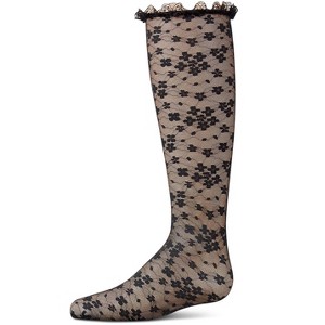 Memoi Girls Floral Lace Mesh Knee High Sock - 1 of 4
