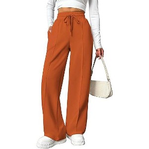 Pinspark Wide Leg Sweatpants Women High Waisted Baggy Sweat Pants Elastic Elevated Seams Loose Active Pants with Pockets - 1 of 4
