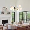 LLHZSY 6 Light Gold Brass Mid-Century Modern Ceiling Chandelier with White Globe Glass - 4 of 4