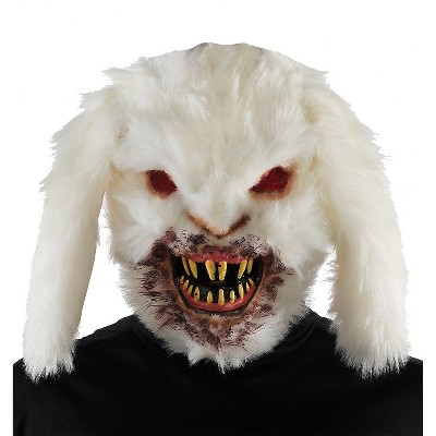 Seasonal Visions Adult Scary Rabid Bunny Rabbit Costume Mask - 12 in. - White